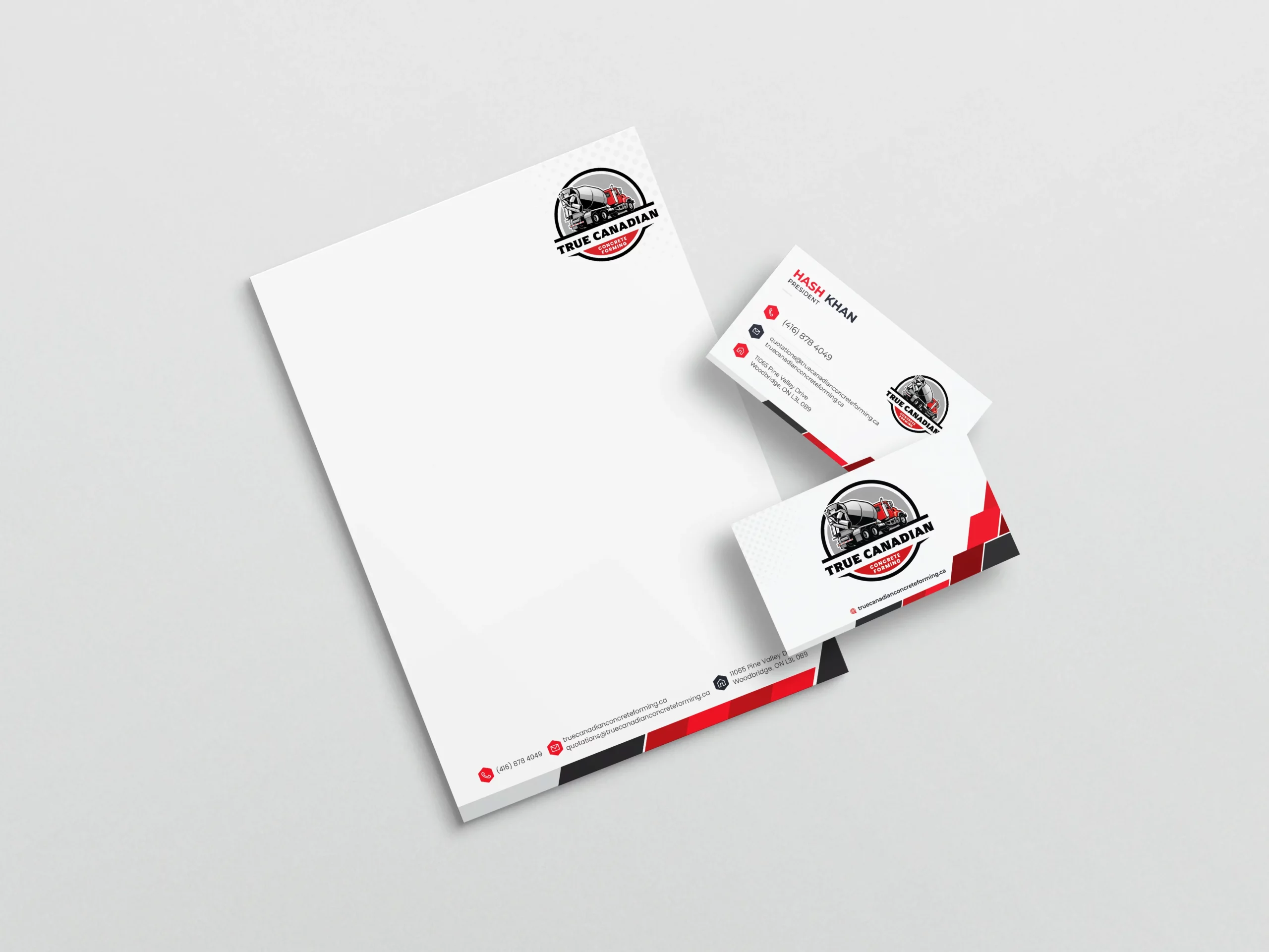 true canadian letterhead + business card